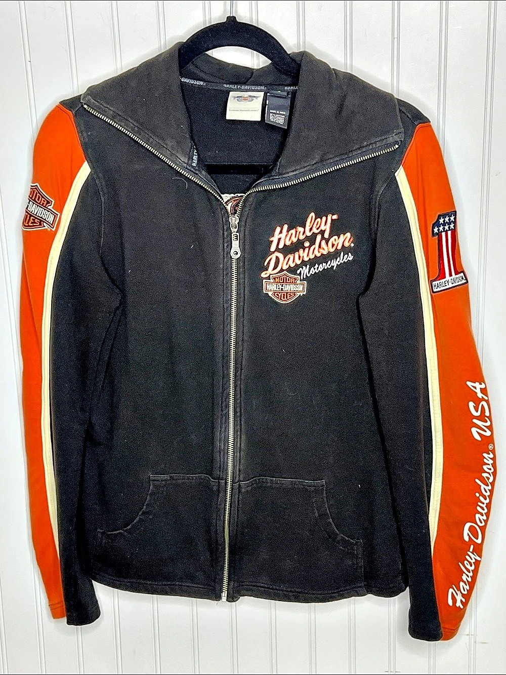 Harley-Davidson Color Block Motorcycle Zip Hoodie Size Small